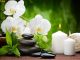 Zen Basalt Stones And Orchids Canvas Print