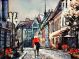 Couple Under A Red Umbrella In Paris Canvas Print