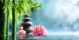Massage Stones And Waterlily In Water Canvas Print