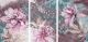 A Set of Paintings With Pink Peonies on an Abstract Blue Background Canvas Print