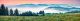 Panorama Morning View of Foggy Mountains in the Forest Canvas Print