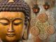 3D Wallpaper, Buddha with Laterns and Lucky Charm Canvas Print