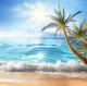 Nature of Tropical Beach with Rays of Sun Light Canvas Print