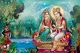 Krishna and Radha, Beautiful Hindu Divine Couple Canvas Print