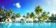 Tropical Palm Trees Against Blue Sky Canvas Print