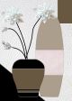 3D Wallpaper Black White Vase With Flowers in White Background Canvas Print
