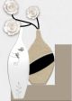 3d Wallpaper Black White Vase With Flowers in White Background Canvas Print