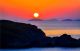 Sunset and the Mountain View at Sea Coast Canvas Print