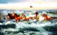 3D Print. Horses on the Beach Canvas Print