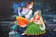 Lord Hindu Krishna With Flute Night Background Canvas Print