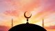 Crescent Moon of Muslim Mosque on Sky Background Canvas Print