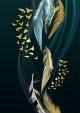 3D Golden Birds and Feathers Canvas Print