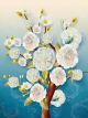 3D White Branch Flowers In Full Bloom Canvas Print
