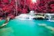 Small Waterfall With Red Trees Canvas Print