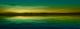 Green Background with Panorama City and Sunset Canvas Print