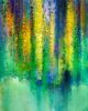 Yellow, Blue, and Green Color Flowers Wisteria Tree in Blossom Canvas Print