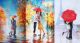 A Pair of Lovers Under an Umbrella, Eiffel Tower, Paris Canvas Print