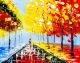 Colorful Autumn and Rainy Night Canvas Print