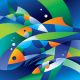 Abstract Fishes In The Depths Of The Ocean Canvas Print
