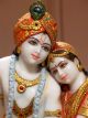 Goddess Radha and Lord Krishna white Marble Statue Canvas Print