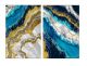 3D Abstract Blue and Golden Foil Canvas Print