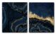 Set Of Two Pieces Abstract Dark Blue With Golden Foil Canvas Print